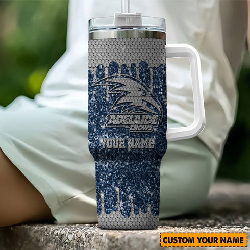 Adelaide Crows AFL Glitter and Diamonds Bling Personalized 40oz Tumbler With Handle and Straw