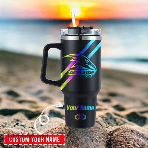 Adelaide Crows AFL Hologram Logo Personalized 40oz Tumbler With Handle and Straw
