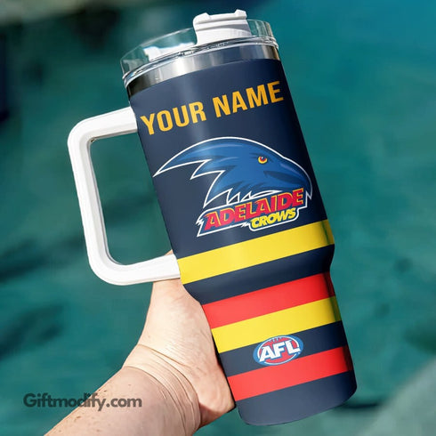 Adelaide Crows AFL Personalized 40oz Tumbler With Handle and Straw