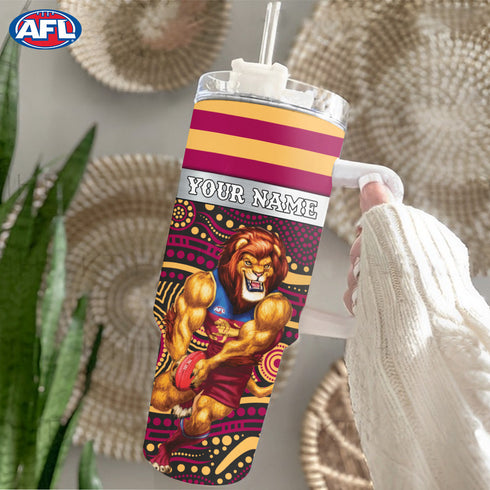 AFL Brisbane Lions Mascot Custom Stanley Cup 40 oz 30 oz Tumbler With Handle 1