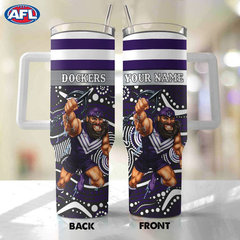 AFL Fremantle Dockers Mascot Personalized 40oz Tumbler With Handle and Straw