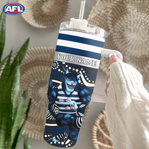 AFL Geelong Cats Mascot Custom Stanley Cup 40 oz 30 oz Tumbler With Handle 1