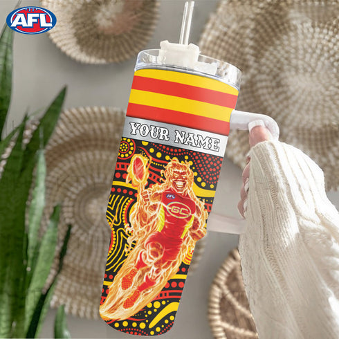 AFL Gold Coast Suns Mascot Custom Stanley Cup 40 oz 30 oz Tumbler With Handle 1