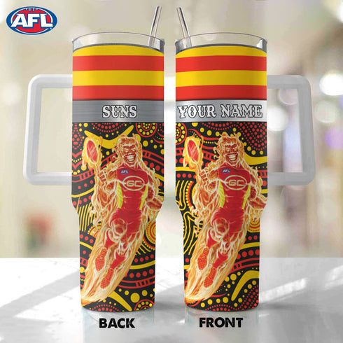 AFL Gold Coast Suns Mascot Custom Stanley Cup 40 oz 30 oz Tumbler With Handle 1