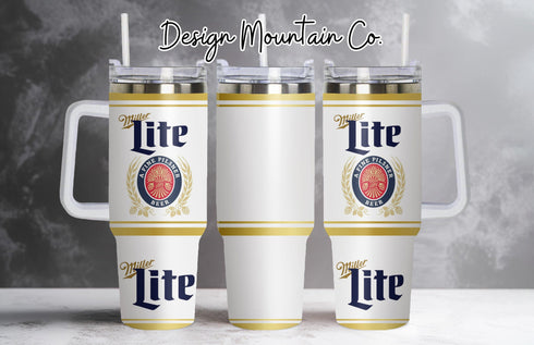 Beer Miller Lite Personalized 40oz Tumbler With Handle and Straw