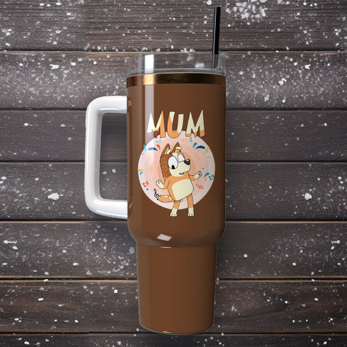 Bluey Cartoon Personalized 40oz Tumbler With Handle and Straw