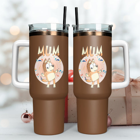 Bluey Cartoon Personalized 40oz Tumbler With Handle and Straw