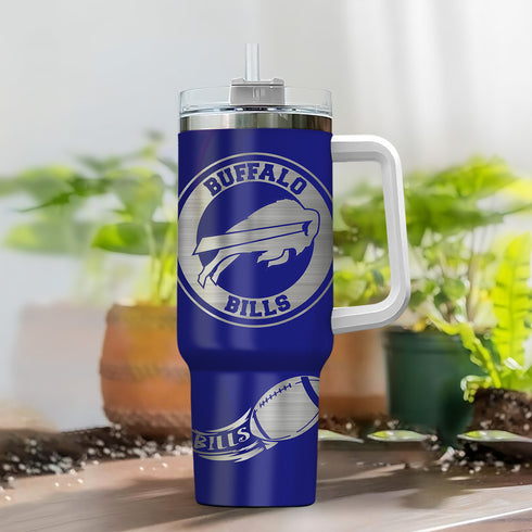 Buffalo Bills NFL Personalized 40oz Tumbler With Handle and Straw