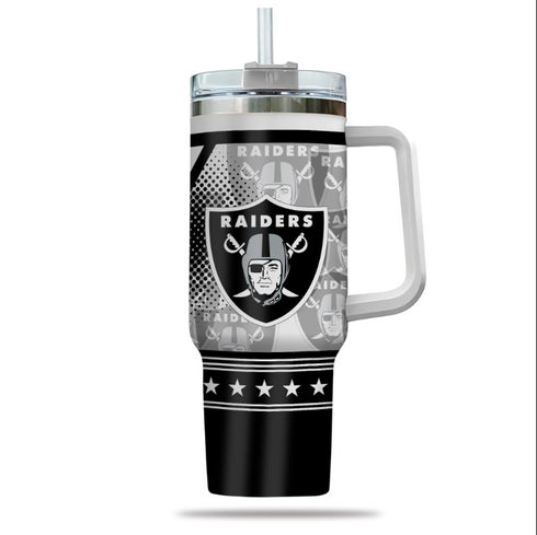 Las Vegas Raiders NFL Personalized 40oz Tumbler With Handle and Straw