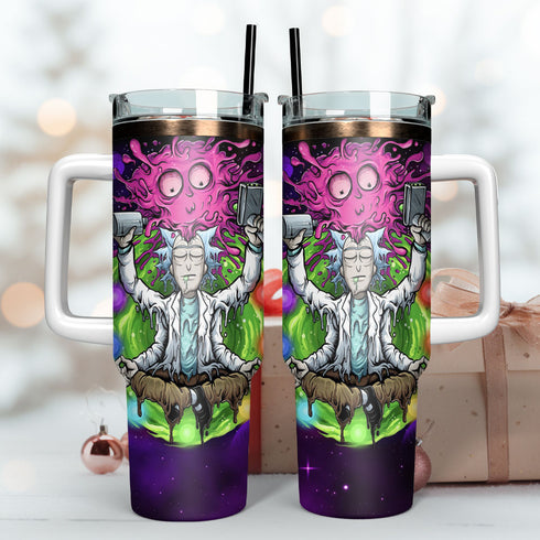 Rick And Morty Cartoon Personalized 40oz Tumbler With Handle and Straw