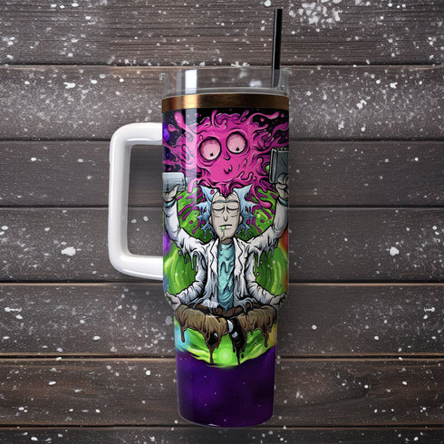Rick And Morty Cartoon Personalized 40oz Tumbler With Handle and Straw