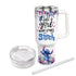 Stitch Cartoon Personalized 40oz Tumbler With Handle and Straw