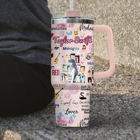 Taylor Swift Music Personalized 40oz Tumbler With Handle and Straw