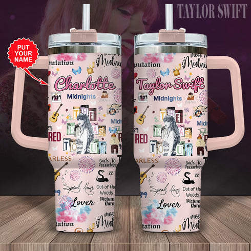 Taylor Swift Music Personalized 40oz Tumbler With Handle and Straw